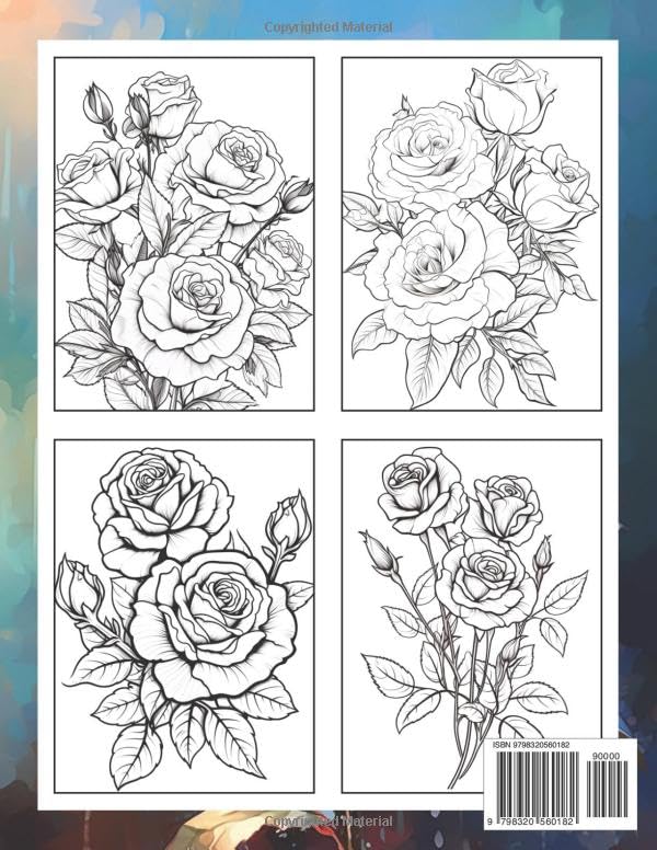 Roses Flowers: Coloring Book for Adults with Roses Flowers for Stress Relief and Relaxation Majosta