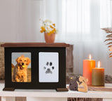 Sofunii Pet Urns for Dogs Ashes,XLarge Wooden Dog Urn Keepsake,Cat Urns for Ashes, Pet Memory Box Memorial Boxs with Paw Print Impression Kit&Album、Photo Frame for Loss Dogs Personalized Sofunii