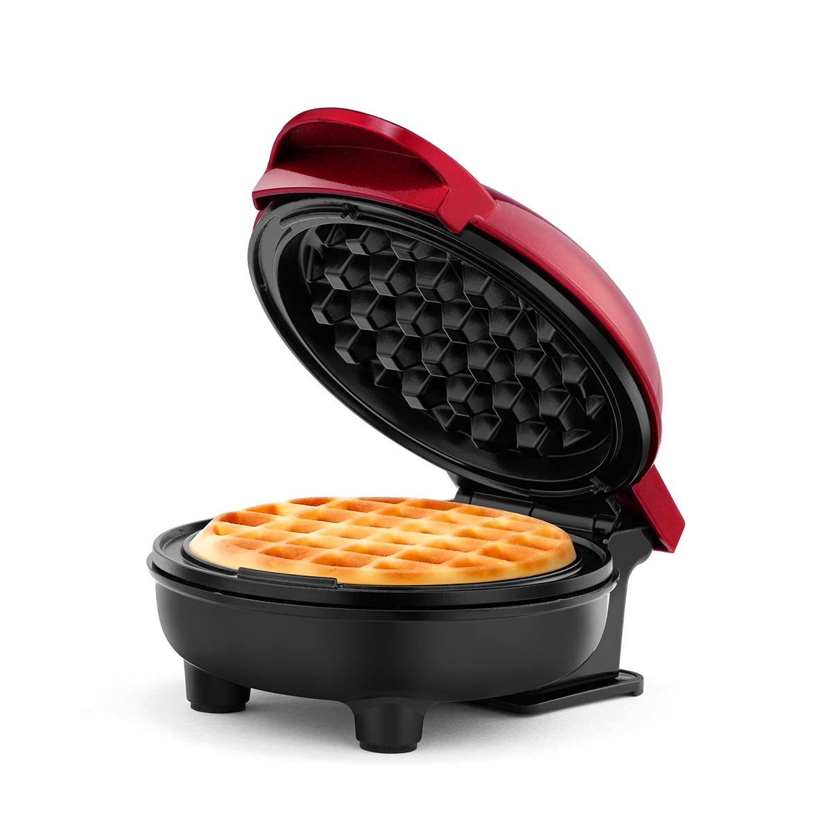 Holstein Housewares Personal Non-Stick Waffle Maker, Metallic Red - 4-inch Waffles in Minutes Holstein Housewares
