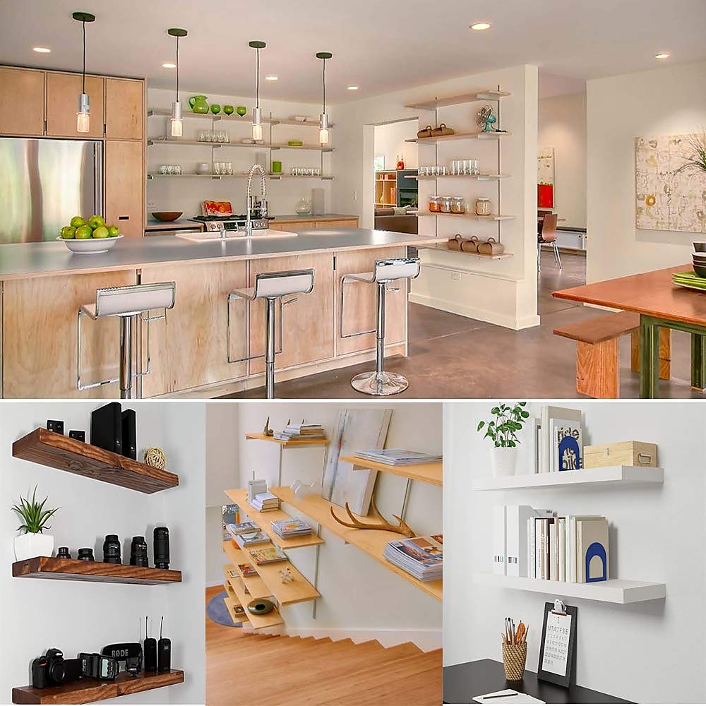 Blind Floating Shelf Brackets - DIY Heavy Duty 8 inch Wall Shelf Brackets, Solid Stainless Steel Matte Black Hidden Support with Hardware for Custom Wood Shelves (6 pack) YMDparts