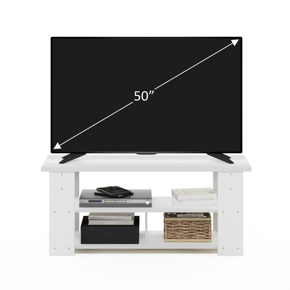 Furinno Jaya TV Stand Up to 55-Inch, White Furinno