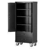 Aobabo Garage Storage Cabinet with 2 Drawers, Lockable Garage Storage Cabinet with Wheels for Garage Home Storage,Black,Required Assembly Aobabo