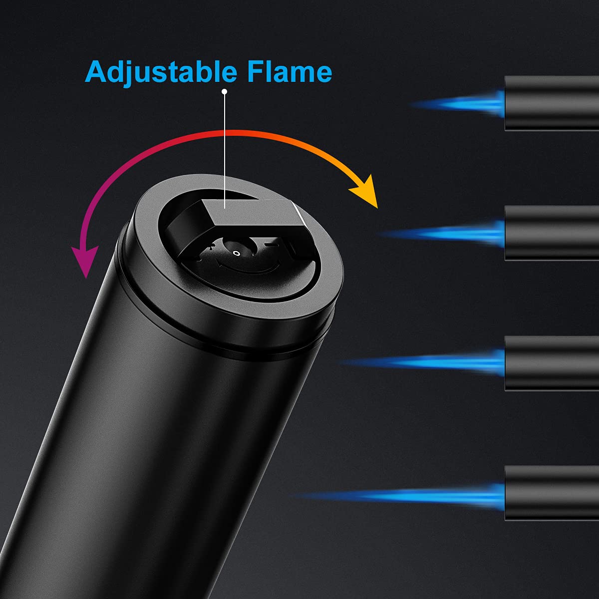 TOPKAY Torch Lighters, 2 Pack, Butane Lighters, Adjustable Jet Flame Torch Lighters, Windproof Butane Refillable Gas Torch Lighter Long Lighter for Candle, Grill, BBQ, Fireworks(Butane Not Included) TOPKAY