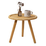 HuiDao Rattan Round Coffee Table, Boho Circle Side Table End Table for Living Room, Small Mid Century Accent Table for Bedroom Balcony HuiDao