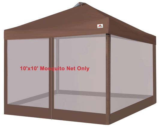 SCOCANOPY Universal Replacement Mosquito Netting Screen Walls for 10x10 Canopy Or Gazebo, Set of 4 Panels (Brown)