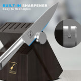 Knife Sets for Kitchen with Block imarku G14 Japanese Knife Set Stainless Steel Kitchen 14pcs, Built-in Sharpener, Sharp Knives with Non-slip Ergonomic Handle - Dishwasher Safe, Home Essential Gifts imarku