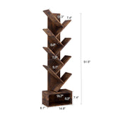 JoanKaren Tree Bookshelf with Storage, 8 Tier Wooden Tall Book Shelf, Floor Standing Bookcase for Kids and Adults, Utility Organizer Shelves for Living Room, Bedroom, Home Office, Brown JoanKaren