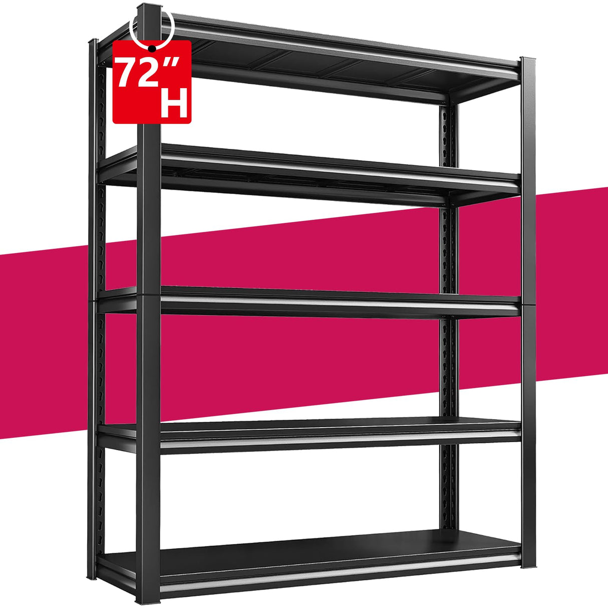 Fssevxi 40" W 5-Tier Garage Shelving Heavy Duty 72" H x 40" W x 18" D Storage Shelves 2000LBS Metal Shelving Unit Adjustable Storage Utility Rack for Warehouse Pantry Kitchen, Black Fssevxi