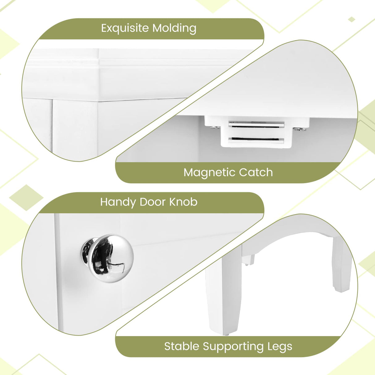 Giantex Bathroom Tall Storage Cabinet - Narrow Freestanding Floor Cabinet with Doors, 5 Tier Shelves(1 Height Adjustable), Corner Pantry Cabinets for Living Room, Slim Tower (1, White) Giantex