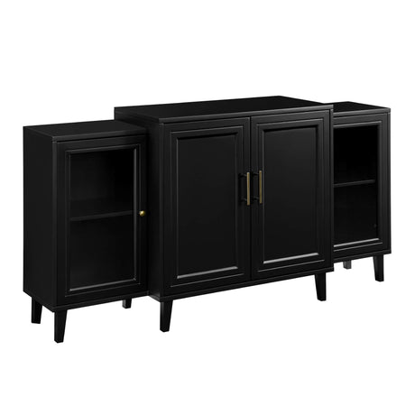 Walker Edison 4-Door Tiered Modern-Sideboard-Buffet Stand for Storage, 62, Black Walker Edison