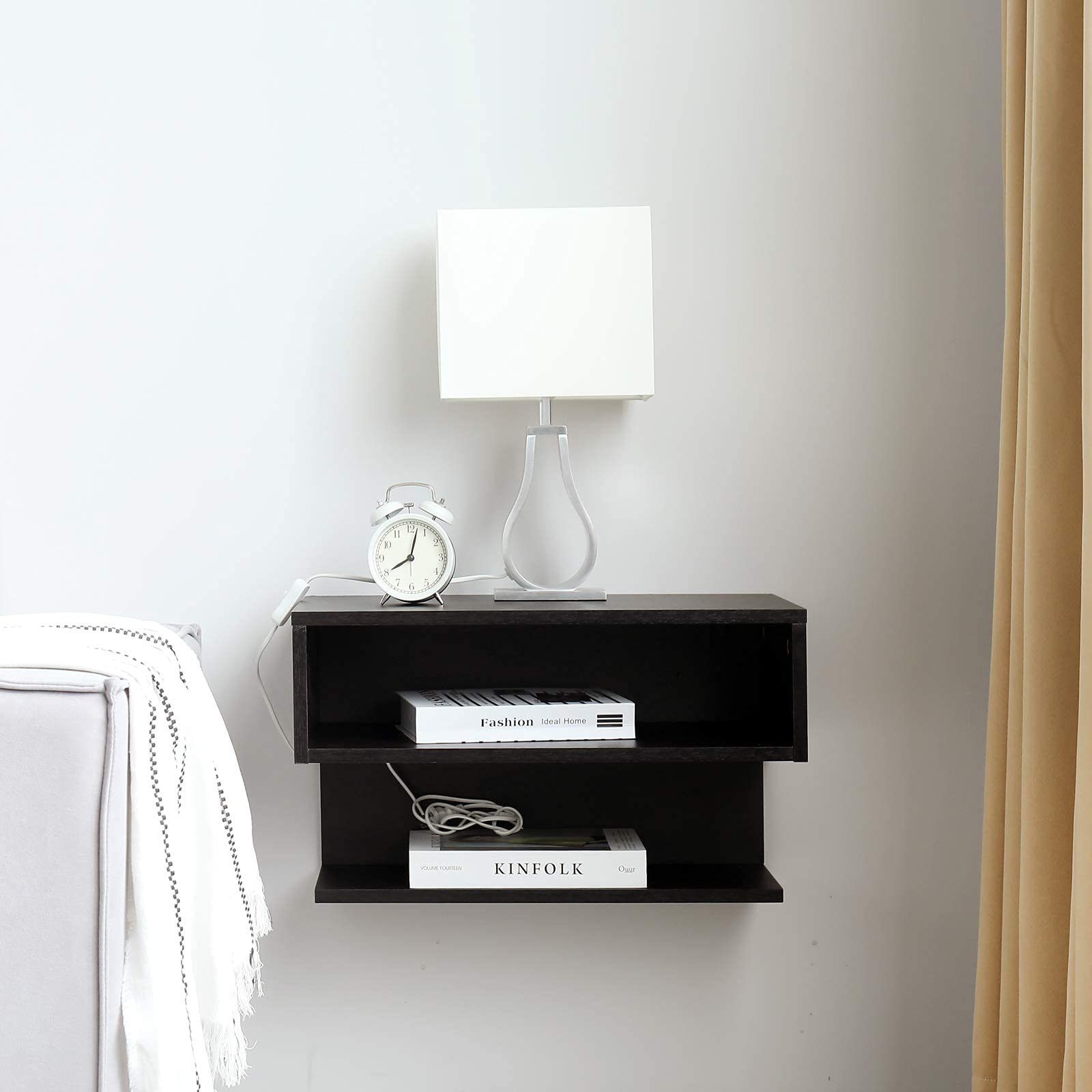 WELLAND Floating Nightstand Side Table.Wall Mounted Shelf with Drawer Storage for Living Room, Bedroom. - WoodArtSupply