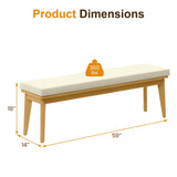 FansaFurn Backless Patio Bench, Acacia Wood Dining Bench with Cushion for Outdoor Porch, Backyard, Garden, Lawn, Beige FansaFurn