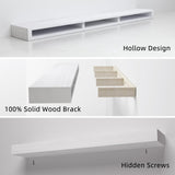 SAUMONIERES Fireplace Mantel Shelves 48 Inch Solid Wood Wall Mounted Long Floating Shelf Hollow, White SAUMONIERES