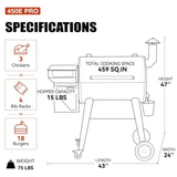 Z GRILLS 2025 Pellet Grill Smoker with PID 2.1 Controller, Meat Probes, Rain Cover for Outdoor BBQ, Smoke, Bake and Roast, 450E PRO Z GRILLS