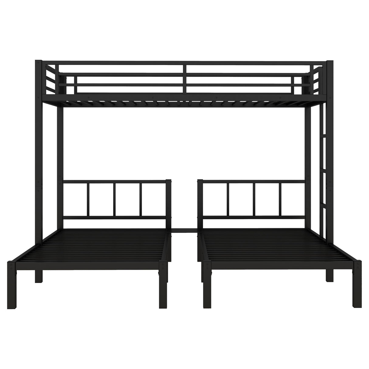 Twin Over Twin Over Twin Bunk Bed for 3 Kids, Metal Triple Bunk Bed with Full Length Guardrails, Heavy Duty Triple Bunk Bed for Kids, Teens, Black Triple Bed Twin Size Bellemave