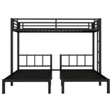 Twin Over Twin Over Twin Bunk Bed for 3 Kids, Metal Triple Bunk Bed with Full Length Guardrails, Heavy Duty Triple Bunk Bed for Kids, Teens, Black Triple Bed Twin Size Bellemave