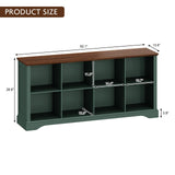 Athyrios 8 Cube Storage Organizer - 62" Long Farmhouse Wood Low Bookshelf, Horizontal Open Shelf Bookcase Cubby Storage Console Cabinet for Living Room, Entryway, Office, Green Athyrios