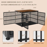 HIDOG 40" Dog Crate Furniture, Wooden Pet Crate End Table Decorative Dog Kennel Furniture, Heavy Duty Dog Cage for Large and Medium Dogs, Three Doors with Double Protection Lockes, Rustic Brown HIDOG