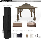 ABCCANOPY Pop Up Gazebo 13x13 - Outdoor Canopy Tent with Mosquito Netting for Patio Garden Backyard (Brown) ABCCANOPY