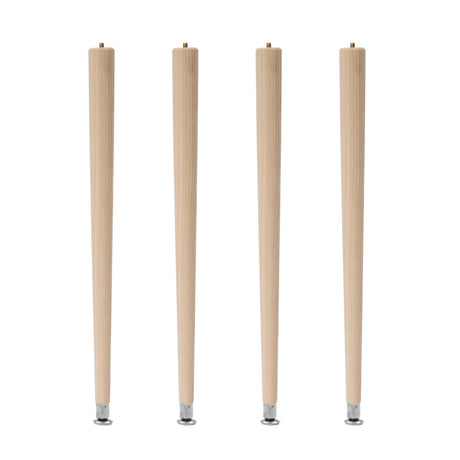 Waddell Round Taper Leg (4 Count, 22" H) | Self Leveling Quick Mount Wooden Legs with 5/16" #18 Hanger Bolt | Decorative Unfinished Furniture Legs for DIY Home Improvement | Mid Century Modern Decor Waddell