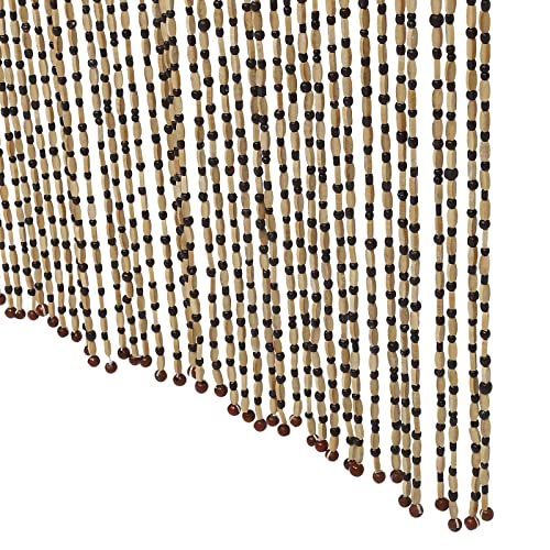 SanBouSi 49 Strands Natural Bamboo & Wood Beaded Curtain Wooden Hanging Room Divider Decorative Handmade Boho Bohemian Wooden Doorway Beads Curtain, 75" x 35.5" SanBouSi