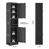 Bevivog Tall Bathroom Storage Cabinet,Narrow Metal Cabinet with Open Compartment,Freestanding Floor Cabinets Adjustable Shelves for Small Spaces, Slim Kitchen Pantry,Living Room,Black Bevivog