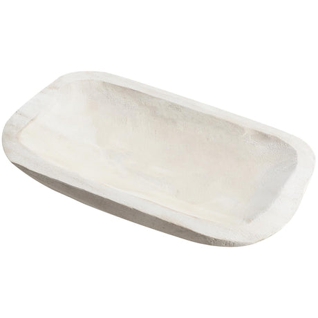 Xaatren Large Wooden Dough Bowl Decorative Wooden Bowl Rustic Wooden Long Dough Bowls Decor for Farmhouse Home Dining Table Centerpiece Living Room Kitchen Decorations (White,10 x 6 Inch) Xaatren