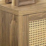 HOMCOM Sideboard Buffet Cabinet with Rattan Decorated Doors, Kitchen Cabinet, Accent Cabinet with Adjustable Shelves, Solid Wood Legs for Living Room, Hallway, Brown HOMCOM
