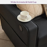 TYBOATLE 88" W Black Faux Leather Sofa Couch L Shaped Sectional Couches for Living Room, Comfy Modular Convertible Sofas w/USB, Home Office Sofa Set with Chaise for Bedroom Small Space TYBOATLE