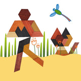 KINGOU Hexagon Tangram Puzzle Wooden Brain Puzzles for Kids & Adult Challenge Wooden Brain Teasers Puzzle Games for Family Party Gift - Brain Games for Kids KINGOU