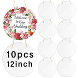 Ickimee 10 Pcs 12" Round Sublimation Door Hanger Blanks, Unfinished Metal Aluminum Circle Blanks for Sublimation Printing, Christmas Wall Hanging Ornaments, Welcome Door Sign with Rope for Heat Press Ickimee