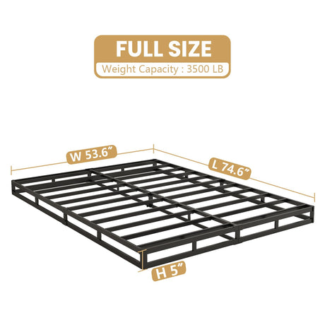NHODIR Box Spring for Full Bed, 5 inch Full Size Box Spring Only, Strong Metal Frame Mattress Foundation, No Noise, Easy Assembly NHODIR