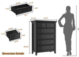 BOSHIRO Black Dresser, 6 Chest of Drawers, Modern Black Dresser for Bedroom, Farmhouse Dresser, Storage Organizer Drawer Cabinet with Wide Drawers for Entryway and Hallway BOSHIRO