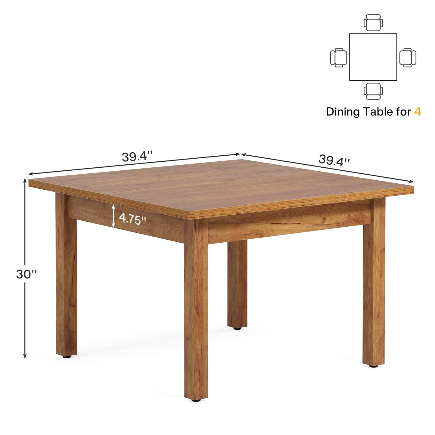 Tribesigns 39.4-Inch Square Conference Table for 4 People, Small Wooden Meeting Room Table with Solid Wood Legs and Thicken Tabletop for Conference Room Seminar Room Boardroom, Oak Brown - WoodArtSupply