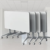 Ptosziav Conference Room Table Set of 4, Folding Conference Table Flip Top Mobile Training Table, Office Foldable Meeting Table Seminar Table Conference Room Tables with Wheels (140x60x75cm) Ptosziav