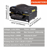 INTSUPERMAI 3D Vacuum Sublimation Heat Press Machine Muti-fuction Sublimation Machine Kit with 9 Pieces Rubber Clamp 2 Heat Resistant Tape for Mugs Transfering Printing 2800W INTSUPERMAI