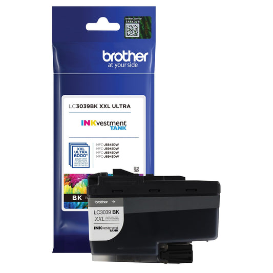 Brother Genuine LC3039BK Single Pack Ultra High-yield Black INKvestment Tank Ink Cartridge, Page Yield Up To 6,000 Pages, LC3039