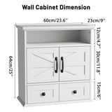 Seeday Bathroom Wall Cabinet, 23''Wx25''H Bathroom Cabinet Wall Mouted with Drawers, Barn Doors & Adjustable Shelf, Over The Toilet Storage Cabinet for Laundry Room, White Seeday