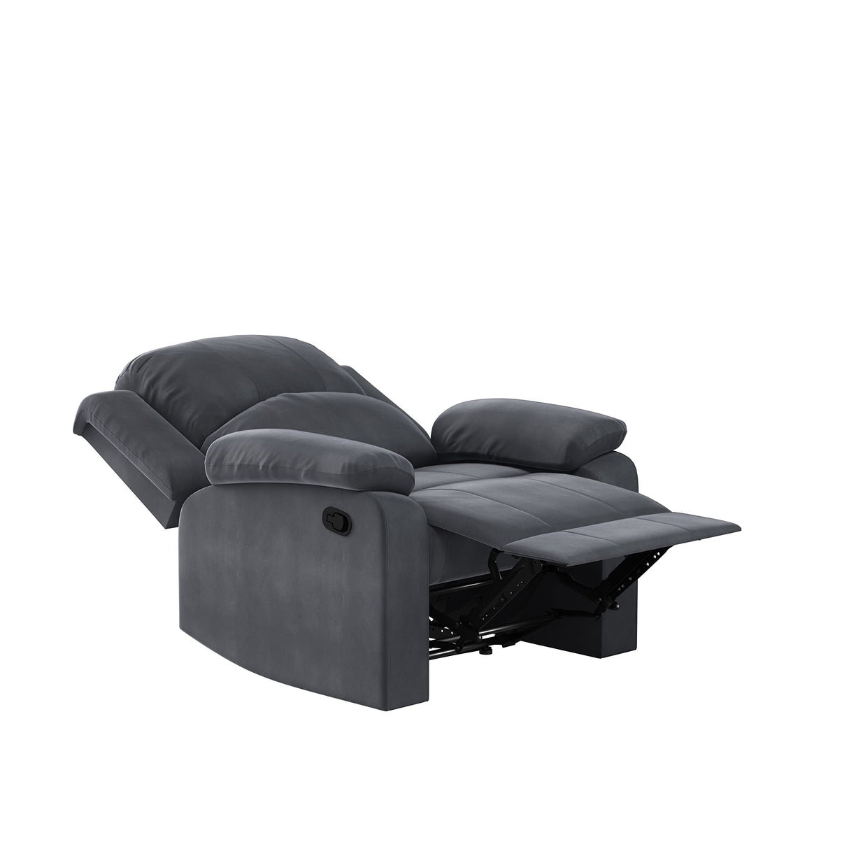 Relax-A-Lounger Drew 34.75" Manual Pull Handle Recliner, Modern Overstuffed, Pocket Coil Comfort, Soft Microfiber Fabric, Java Relax-A-Lounger
