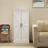 NicBex 50" Kitchen Pantry Storage Cabinet with LED Light,2 Doors with Racks and Shelves,Tall Farmhouse Kitchen Pantry Cabinet & Wardrobe,Freestanding Cupboard for Dining Room,Bathroom,Kitchen,White NicBex