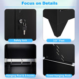 VASAAOSD 75" Metal Storage Cabinet, Tool Cabinet with Hooks, Garage Storage Cabinet with Lock, Heavy-Duty Tool Storage Cabinet for Utility Room, Gym, Basement, Broom Closet Cabinet, Black VASAAOSD