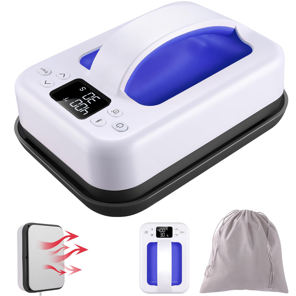 Heat Press Small Heat Press Machine for Heating Transfer, 7 × 4.8 inch Portable Easy Press Mini Heat Press for DIY T Shirts, Hats, Bags.etc(Blue) Legooin