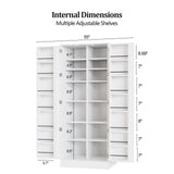 VINGLI Pantry Cabinet,59" Tall White Kitchen Storage Cabinet with 2 Doors and Adjustable Shelves, Food Storage Freestanding Cupboard for Small Space in Dining Room, Living Room VINGLI