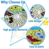PERFECTSIGHT Cute 5D Diamond Art Kits with Wooden Frame, Kawaii DIY Painting Art for Adults, Diamond Arts and Crafts Sets, Big Gem Full Drill Diamond Dots for Women Beginners (Milk) PERFECTSIGHT