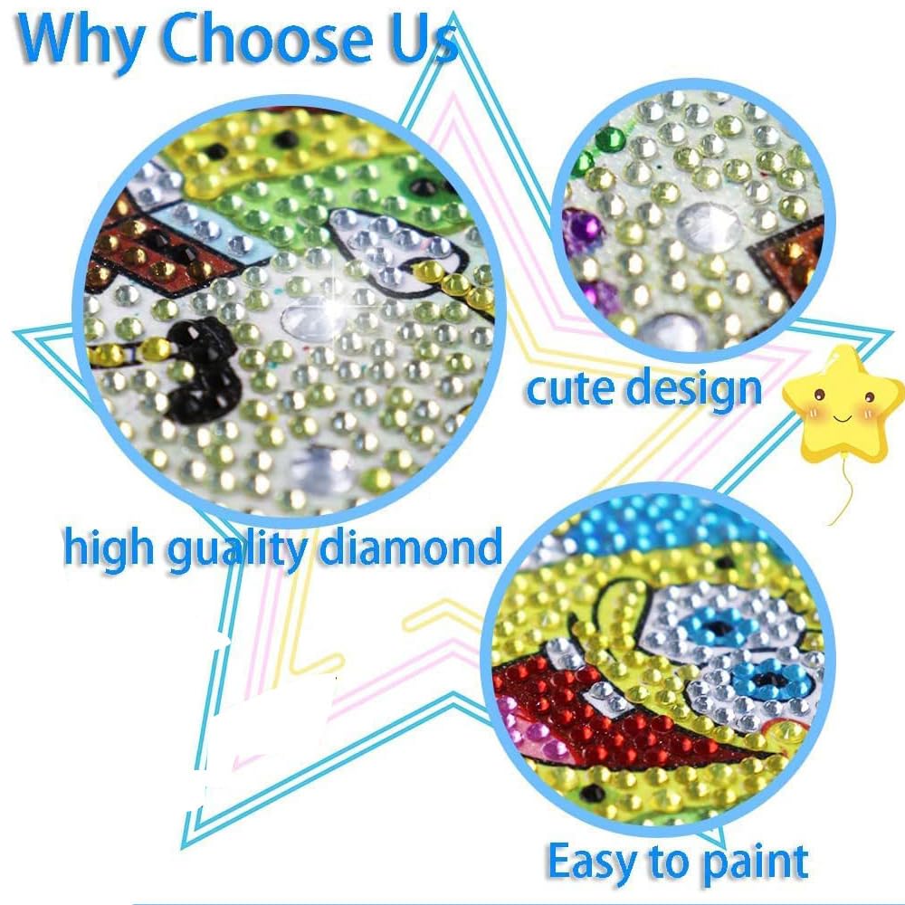 PERFECTSIGHT Cute 5D Diamond Art Kits with Wooden Frame, Kawaii DIY Painting Art for Adults Teen, Diamond Arts and Crafts Sets, Big Gem Full Drill Diamond Dots for Home Wall Decor (Magic Kuro) PERFECTSIGHT