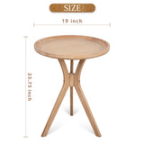 COVLON Farmhouse Side Table, Natural Wood Tray Top Sofa End Table, Soild Wood Rustic Accent Table, Nightstand for Family, Living Room or Dinning COVLON