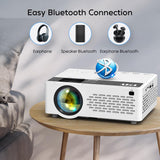 TMY Mini Projector, Upgraded Bluetooth Projector with Screen, 1080P Full HD Portable Projector, Movie Projector Compatible with TV Stick Smartphone/HDMI/USB, indoor & outdoor use TMY