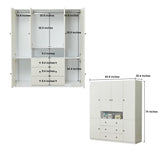 Sophshelter 4 Door White Armoire Wardrobe Closet Cabinet, Wooden 3 Drawers Tall Cabinet Closet for Large Capacity, Storage Cabinet Large Storage Cabinet with 5 Hanging Rod 63" L x 20.3" W x 72" H Sophshelter