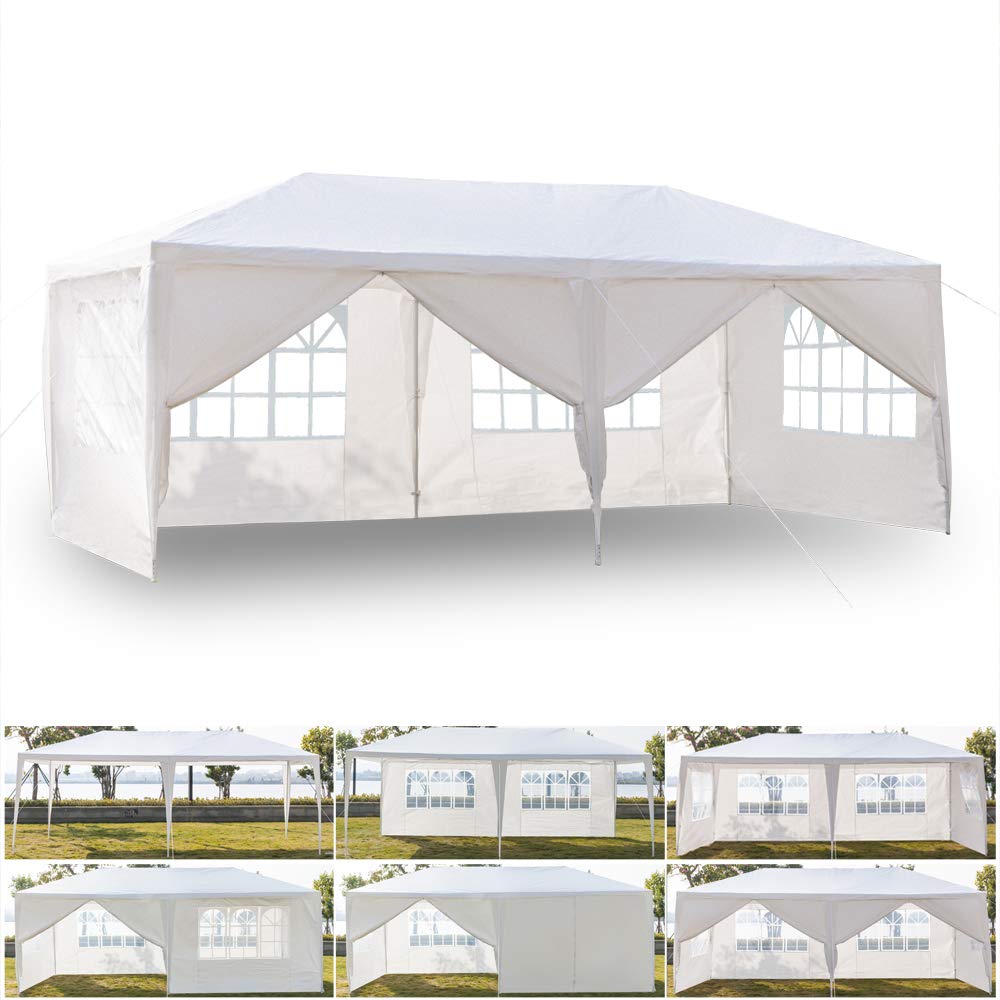 KepooMan 10' x 20' Outdoor Gazebo Canopy Waterproof Party Tent Wedding Canopy with Removable Sidewalls & Brighter Church Windows - 6 Sides - WoodArtSupply