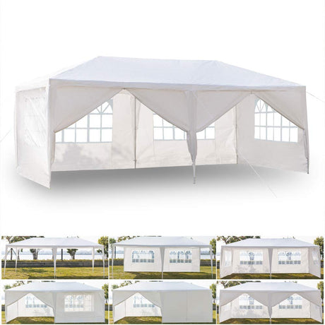 KepooMan 10' x 20' Outdoor Gazebo Canopy Waterproof Party Tent Wedding Canopy with Removable Sidewalls & Brighter Church Windows - 6 Sides KepooMan